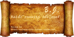 Balázsovits József névjegykártya